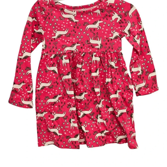 2T Pink Unicorn Girls Long Sleeve Dress, Dress for Toddlers - Picture 3 of 4